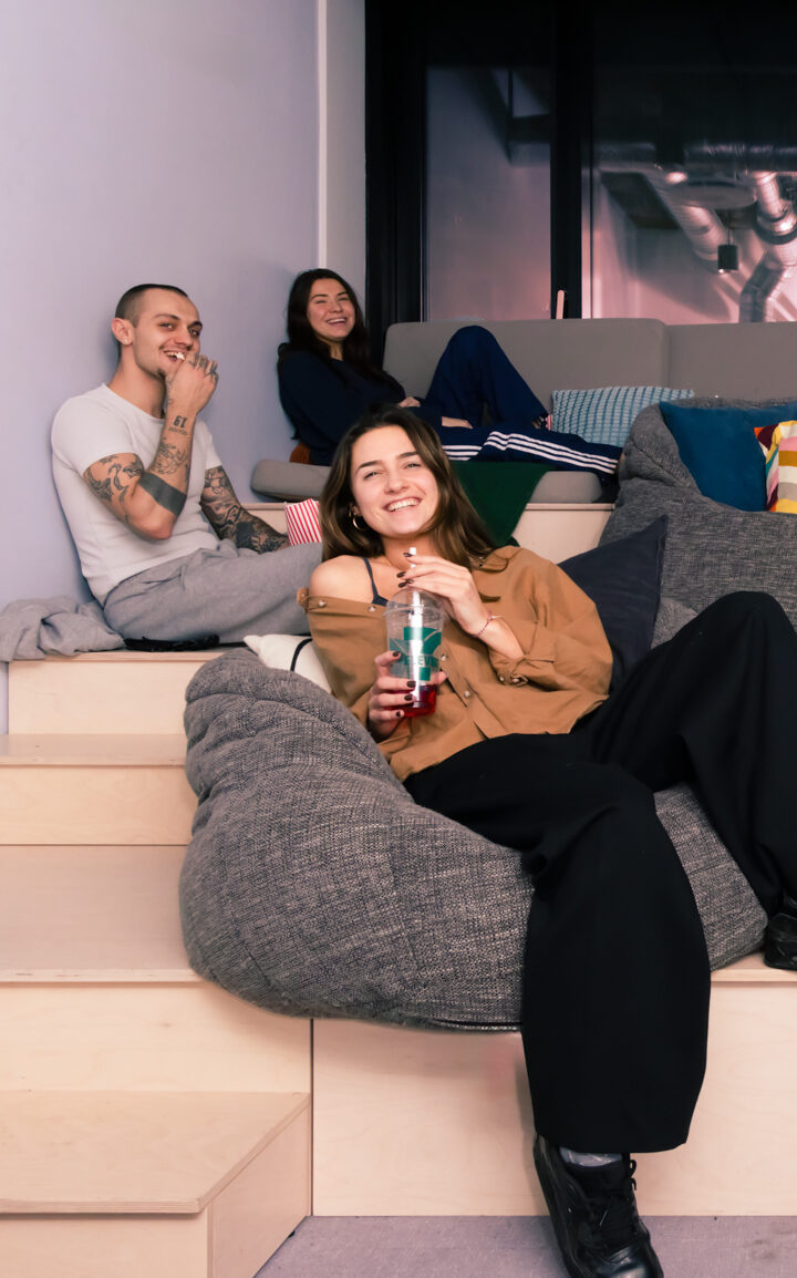 Residents in cinema in Basestack Bryggen student accommodation and apartments to rent in Copenhagen